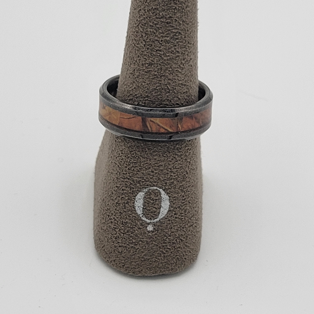 Mens Black and wood Tungsten Carbide Wedding ring Size 11.75